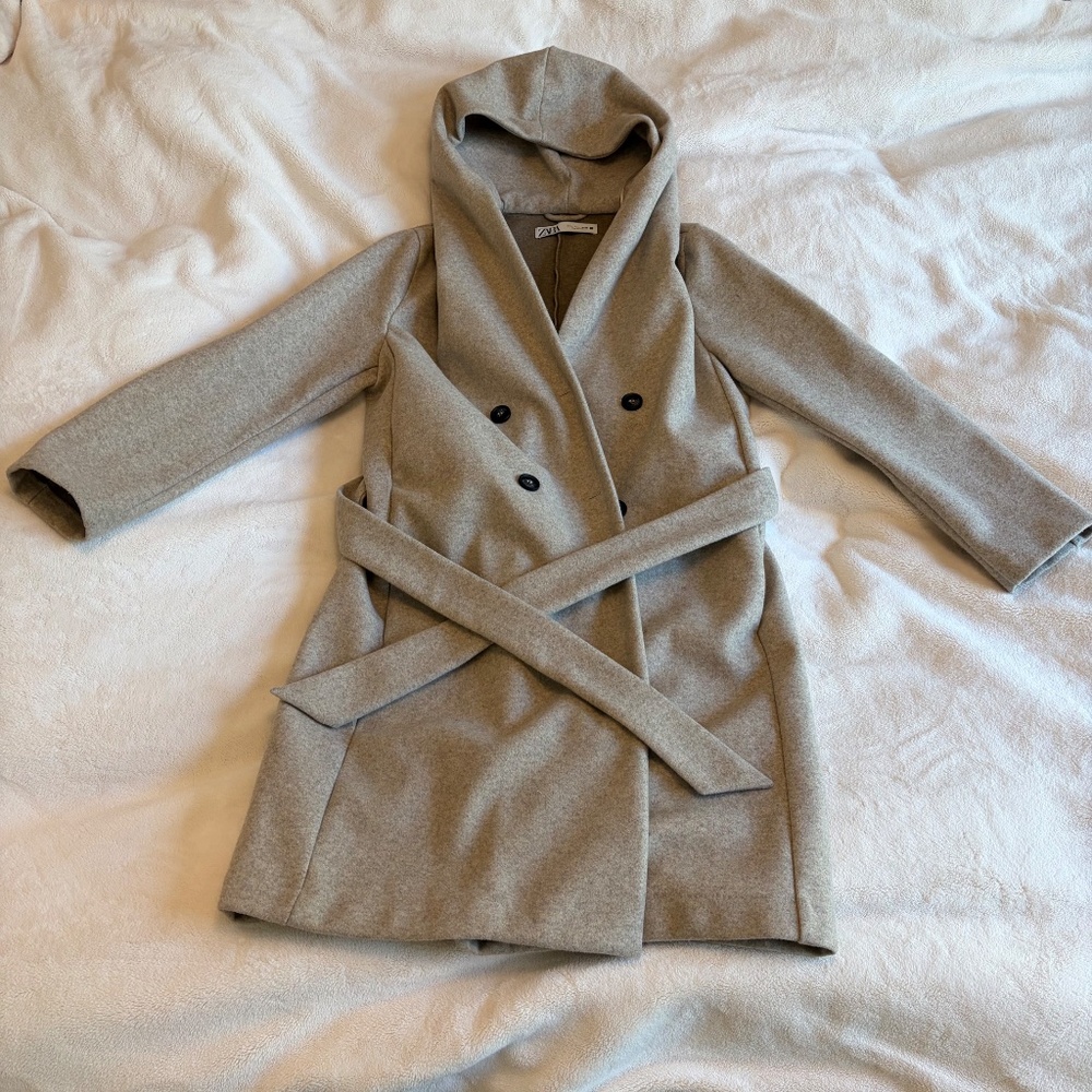 Zara Gray Hooded Coat